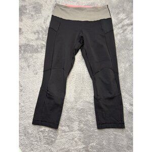 Lululemon Hit It High-Rise Crop Leggings Women's 8 Striped Grey Pink Black